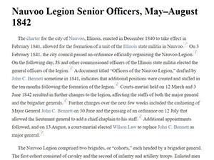 Nauvoo Legion Senior Officers, May–August 1842