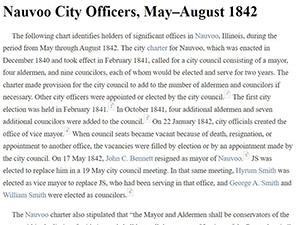 Nauvoo City Officers, May–August 1842