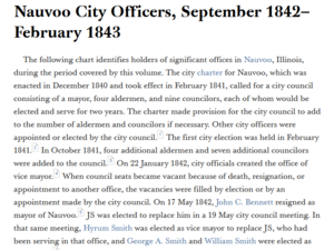 Nauvoo City Officers, September 1842–February 1843