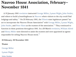Nauvoo House Association, February–November 1841