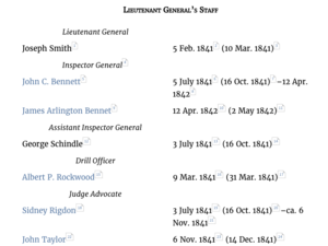 Nauvoo Legion Officers, 1841–1844