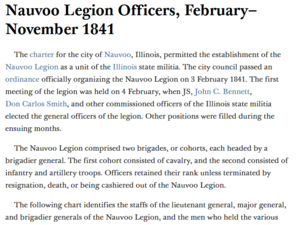 Nauvoo Legion Officers, February–November 1841