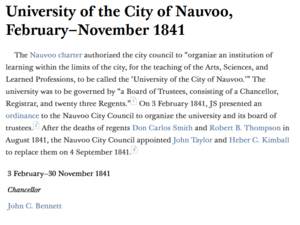 University of the City of Nauvoo, February–November 1841