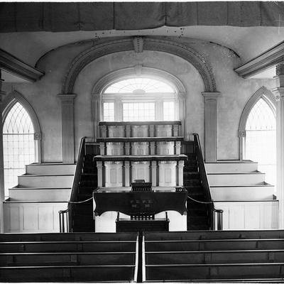 Interior view of the completed House of the Lord in Kirtland, Ohio