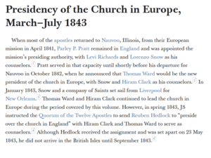 Presidency of the Church in Europe, March–July 1843