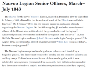 Nauvoo Legion Senior Officers, March–July 1843